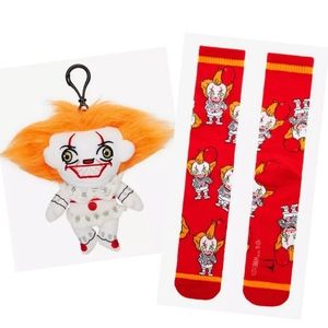 IT Pennywise Bundle: Plush Key Chain and Portraits Allover Print Crew Socks